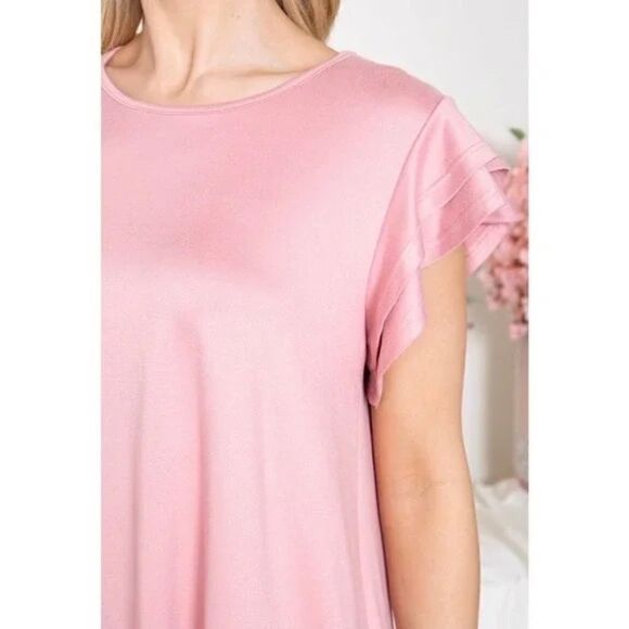 Pink Layered Ruffle Short Sleeve Top - Picture 5 of 5
